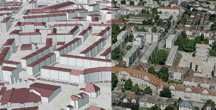 Screenshot des 3D-Stadtmodell (QUELLE: Magistrat Linz/PTU - 3d.linz.at)
